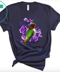 Hummingbird and purple rose flower shirtHummingbird and purple rose flower shirt