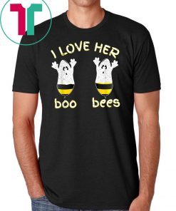 I Love Her Boo Bees Couples Halloween T-Shirt