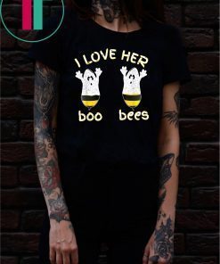 I Love Her Boo Bees Couples Halloween T-Shirt