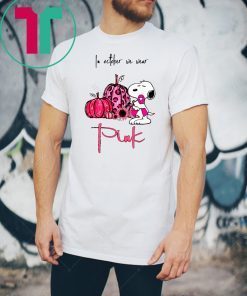 In october we wear pink snoopy pink pumpkin breast cancer awarenes Shirt