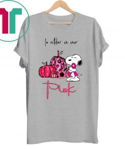 In october we wear pink snoopy pink pumpkin breast cancer awarenes Shirt