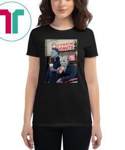Michael myers and jason voorhees drink dunkin’ donuts shirt