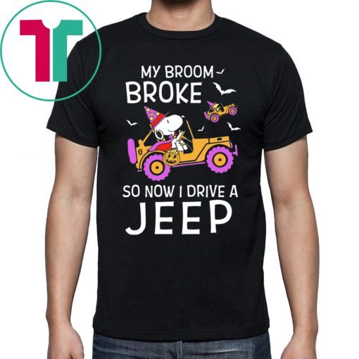 My Broom Broke So Now I Drive A Jeep Snoopy Halloween T-shirt