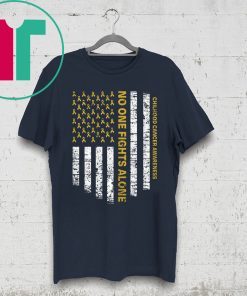 No One Fights Alone USA Flag Childhood Cancer Awareness T-Shirt
