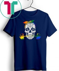 Rainbow Sugar Skull Weight Lifting LGBT T-shirt