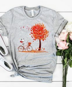 Snoopy riding a bicycle hello autumn Tee shirt