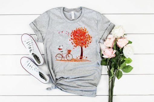 Snoopy riding a bicycle hello autumn Tee shirt