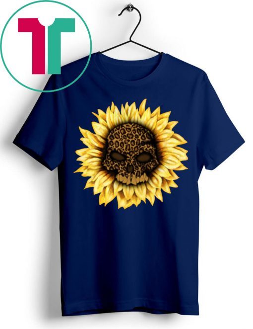 Skull leopard sunflower Funny T-Shirt