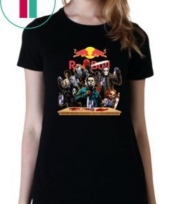 Horror Characters Drinking Red Bull Funny Halloween Gift T-Shirt