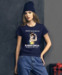 I Wear Blue Yellow Purple For Bladder Cancer Awareness For Cancer Warrior T-Shirt