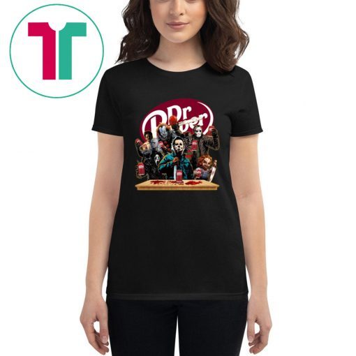 Horror Characters Drinking Dr Pepper T-shirt Funny Halloween