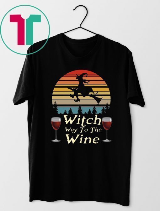 Vintage Witch Way To The Wine Halloween Shirt