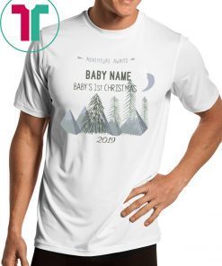 Adventure Awaits Baby Name Baby's 1st Christmas 2020 Shirt