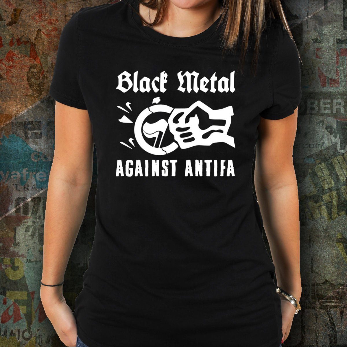 Black Metal Against Antifa T-Shirt For Mens Womens