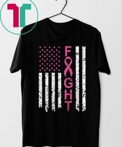 Breast Cancer Awareness American Flag Distressed Shirts