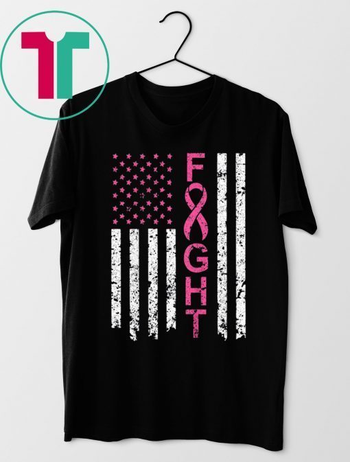 Breast Cancer Awareness American Flag Distressed Shirts
