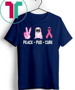 Breast Cancer Peace Pug Cure shirt