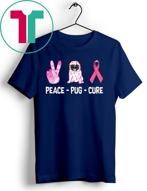 Breast Cancer Peace Pug Cure shirt