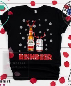 Budweiser Reinbeer Funny Beer Reindeer Christmas T-Shirt