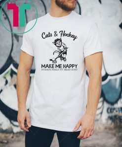 Cats and hockey make me happy humans make my head hurt Shirt