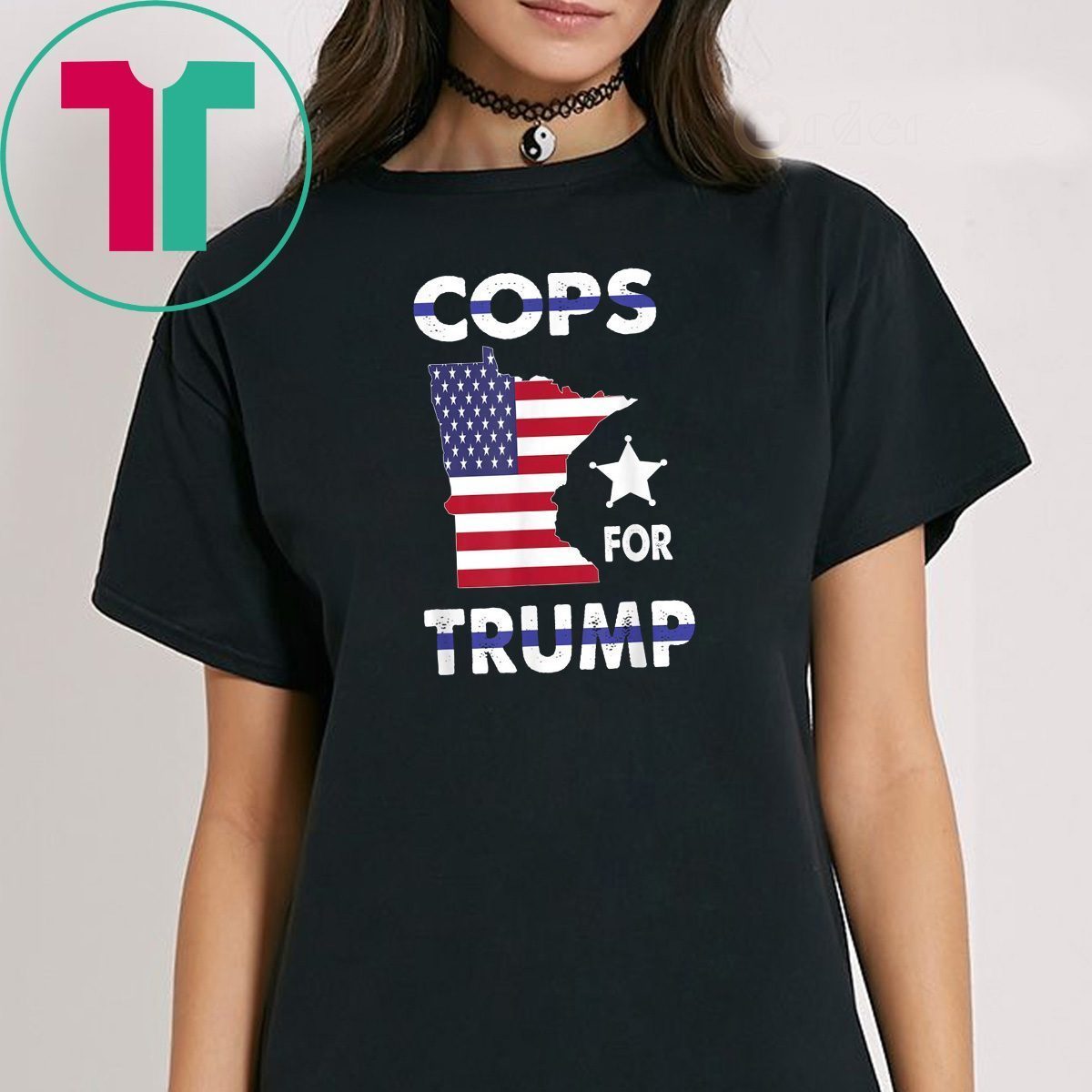 Cops For Trump Minneapolis Police Thin Blue USA Flag T-Shirt