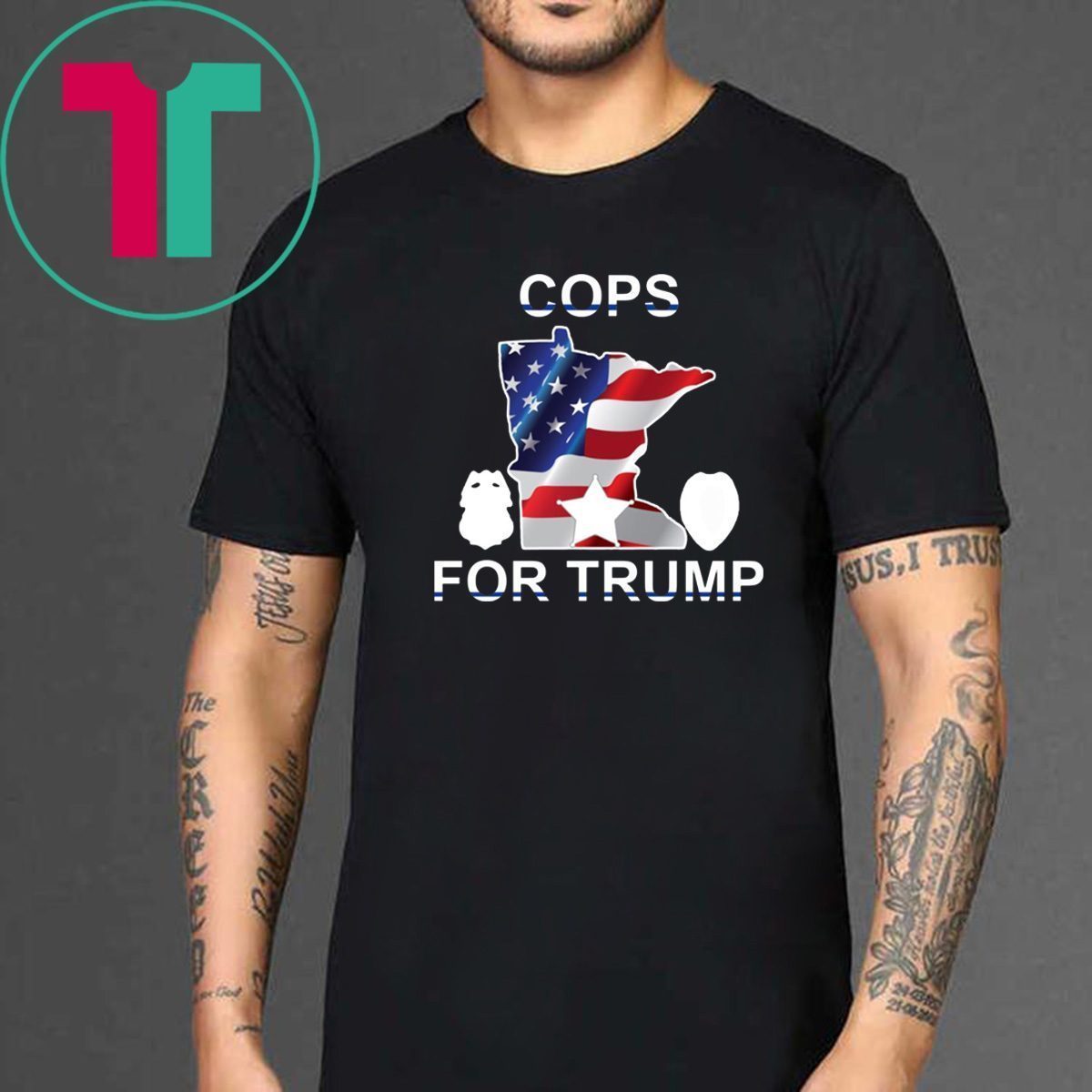 Cops For Trump USA Flag Tee Shirt