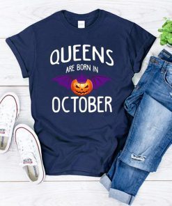 Halloween Pumpkin Batman Queens are born in October shirt
