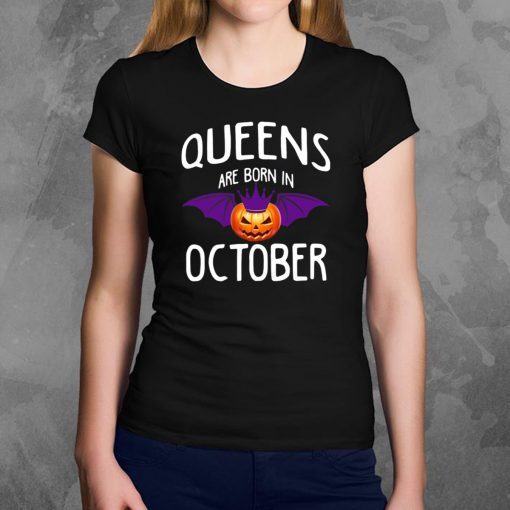 Halloween Pumpkin Batman Queens are born in October shirt