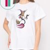 Halloween witch mermaid is riding a broom with her cat shirt