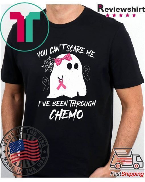 Halloween you can't scare me I've been through chemo breast cancer awareness T-Shirt