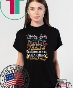 Holiday Lights Falling Snow Hot Cocoa Hallmark Christmas Movies T-Shirt