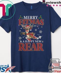 Merry Fitmas And Happy New Rear Reindeer Fitness Shirt