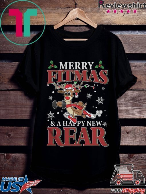 Merry Fitmas And Happy New Rear Reindeer Fitness Shirt