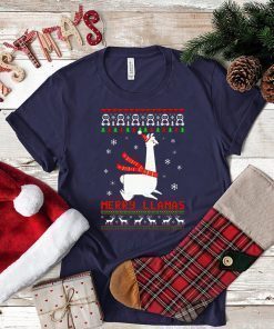 Merry Llamas Christmas T-Shirt