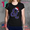 Nice Leo Zodiac Sign In Christmas Lights And Santa’s Hat T-Shirt