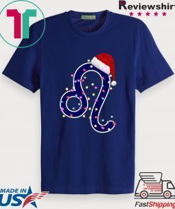 Nice Leo Zodiac Sign In Christmas Lights And Santa’s Hat T-Shirt