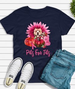 Pitbull pits for tits gerbera pumpkin breast cancer awareness T-Shirt