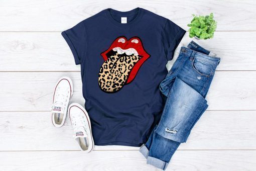 Red lips leopard tongue the rolling stones shirt
