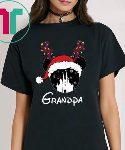 Reindeer Mickey Grandpa Disney Castle Family Christmas T-Shirts