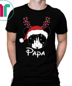 Reindeer Mickey Papa Disney Castle Family Christmas T-Shirt