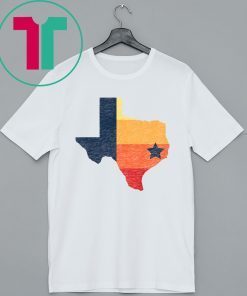 Retro Houston Baseball Colors Vintage Texas Map Shirt