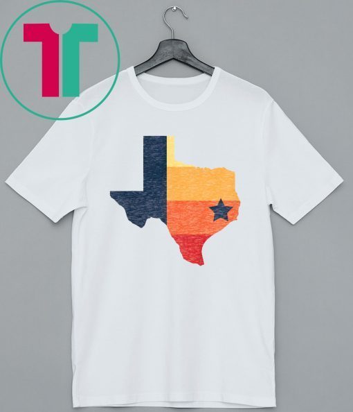 Retro Houston Baseball Colors Vintage Texas Map Shirt