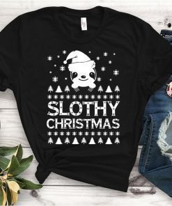 Slothy Christmas Ugly Tee Shirt
