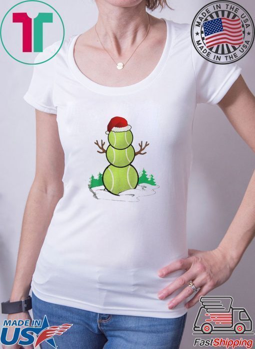 TENNIS SNOWMAN FUNNY SANTA HAT GIFT PARTY CHRISTMAS TSHIRT