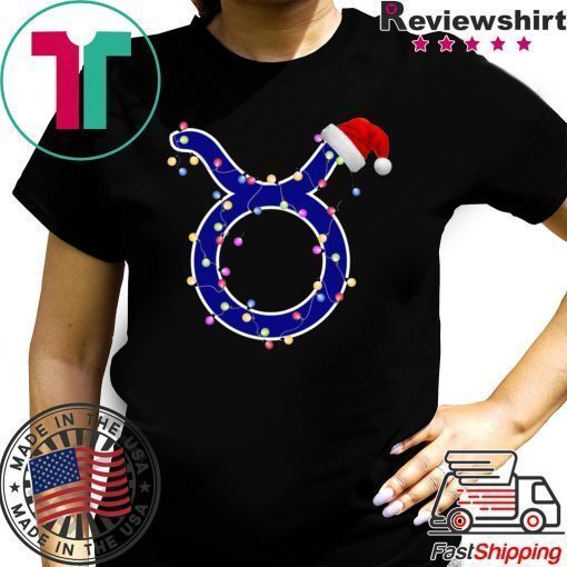 Taurus Zodiac Sign In Christmas Lights And Santa’s Hat T-Shirt