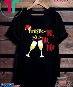 Prosec Ho Ho Ho Wine Christmas Celebration Black Tee Shirt