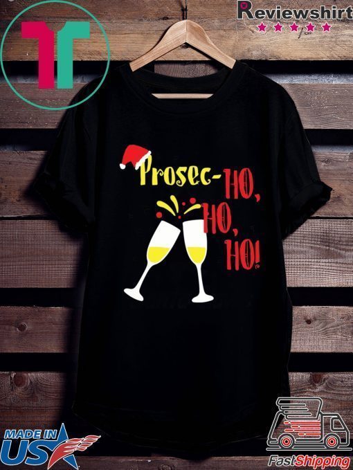 Prosec Ho Ho Ho Wine Christmas Celebration Black Tee Shirt