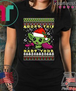 Adopt This Baby Yoda Santa Hat Ugly Christmas Shirt