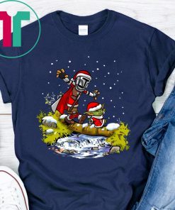 Baby Yoda Star Wars Walking Under The Snow Christmas Shirt