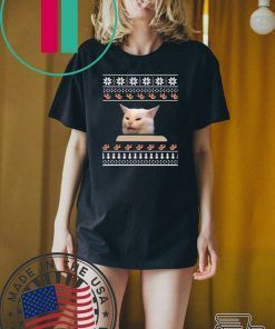 Cat Meme Woman Yelling At Table Christmas T-Shirt